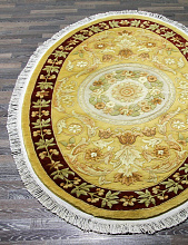 90 LINE WOOLEN HANDK-KNOTTED SHD-3 BEIGE / RED Овал