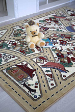 Детский ковер Городок с Дорогами Веселые дорожки бежевый