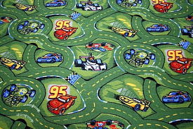 Детский ковер-палас с дорогами  Формула-1 зеленый