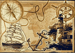 Ковер МОРСКОЙ древняя КАРТА МИРА-6