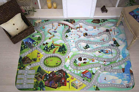 Детский развивающий 3D ковер с дорогами Сказочная Зимняя Ферма 86032